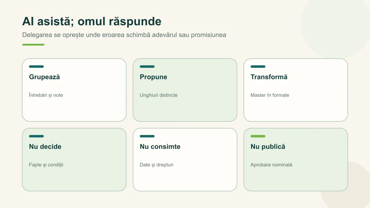 Ce poate fi asistat și ce rămâne responsabilitate umană