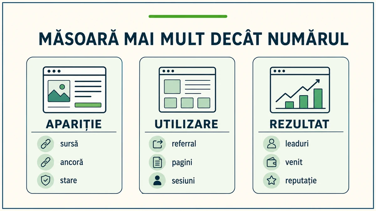 Măsurarea backlinkurilor de la apariție la utilizare și rezultat