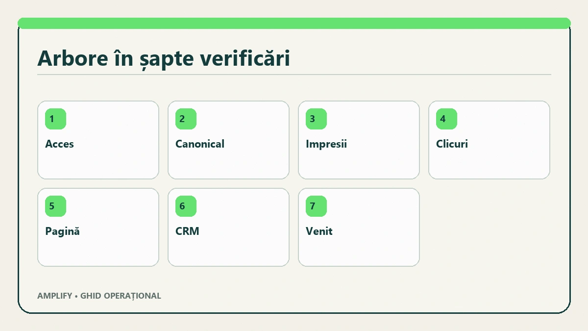 Verificări tehnice pentru server, robots, canonical și randarea paginii