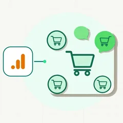Tablou de bord de marketing în Looker Studio, cu indicatori pe canal și perioadă de comparație