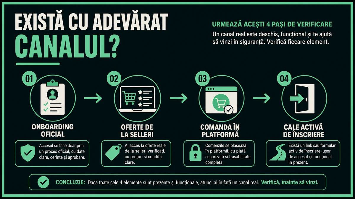 Flux de verificare a unui marketplace prin onboarding, tranzacție, categorie și responsabilități